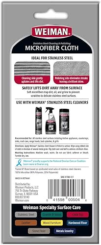 Miniatura 9 de Weiman - Paño de microfibra para acero inoxidable  Atrapa y elimina de forma segura la suciedad el aceite y la suciedad para proteger de arañazos