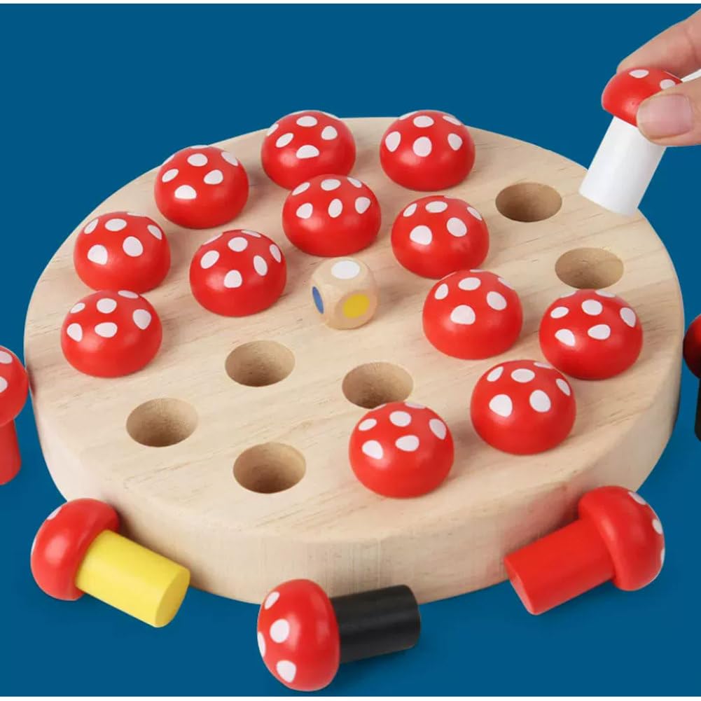 Montessori 2-in-1 Holzspielzeug Pilz- und Karotten-Zuordnungsspiel | Farb-Memory-Brettspiel, Konzentrationstraining Sensorisches Spielzeug, Eltern-Kind Interaktives Pädagogisches Tischpuzzle