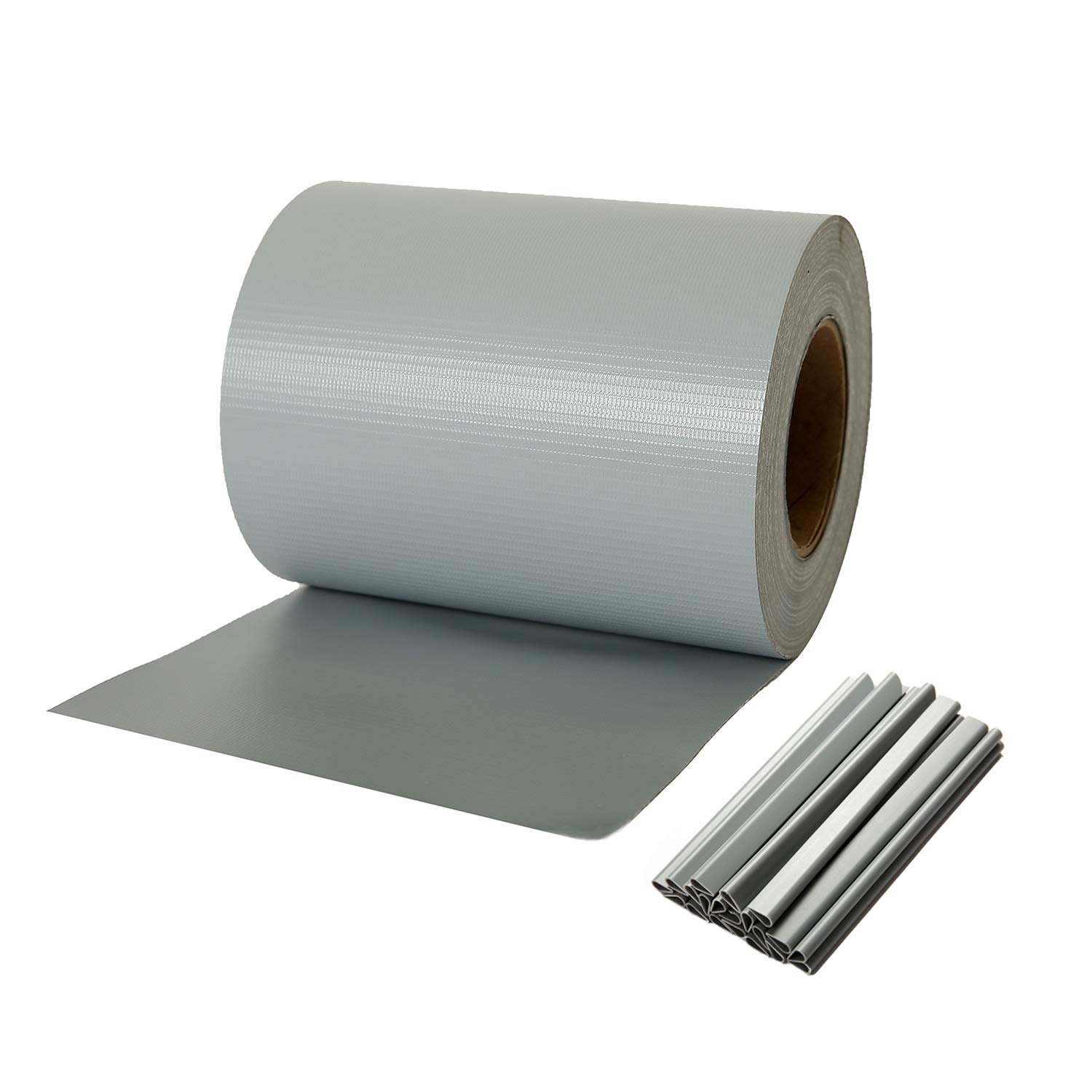 Naimorui PVC Sichtschutzfolie Sichtschutzstreifen Garten Sichtschutz Zaun Inkl. 20 x Befestigungsclips 450g/m² - Doppelstabmatten für Gartenzaun - (19cm*35m Grau)