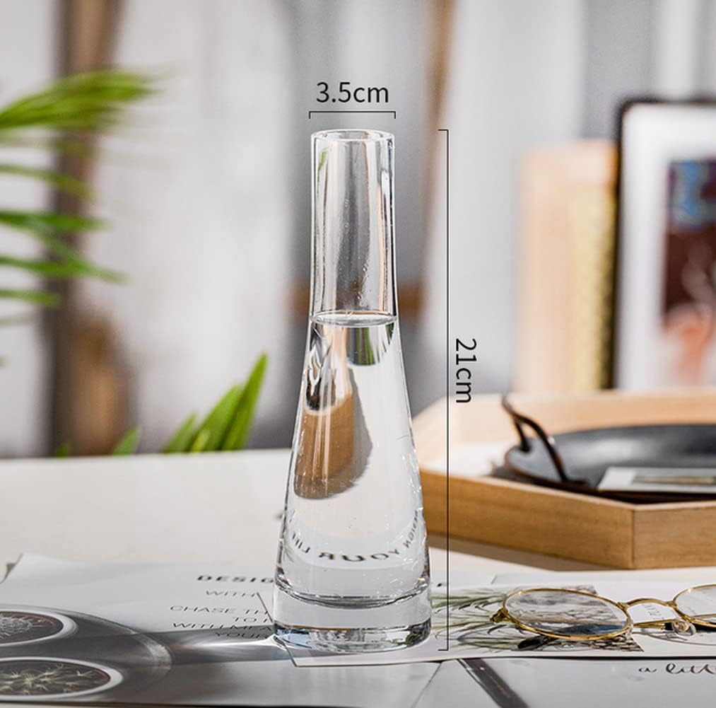 Hand-Made Blown Art Bud Glass Vase Clear Flower Bud Vase Single Stem Vases Decorative Glass Vase Bottles Centerpiece for Wedding Party Home and Office Décor(Transparent) - Image 6