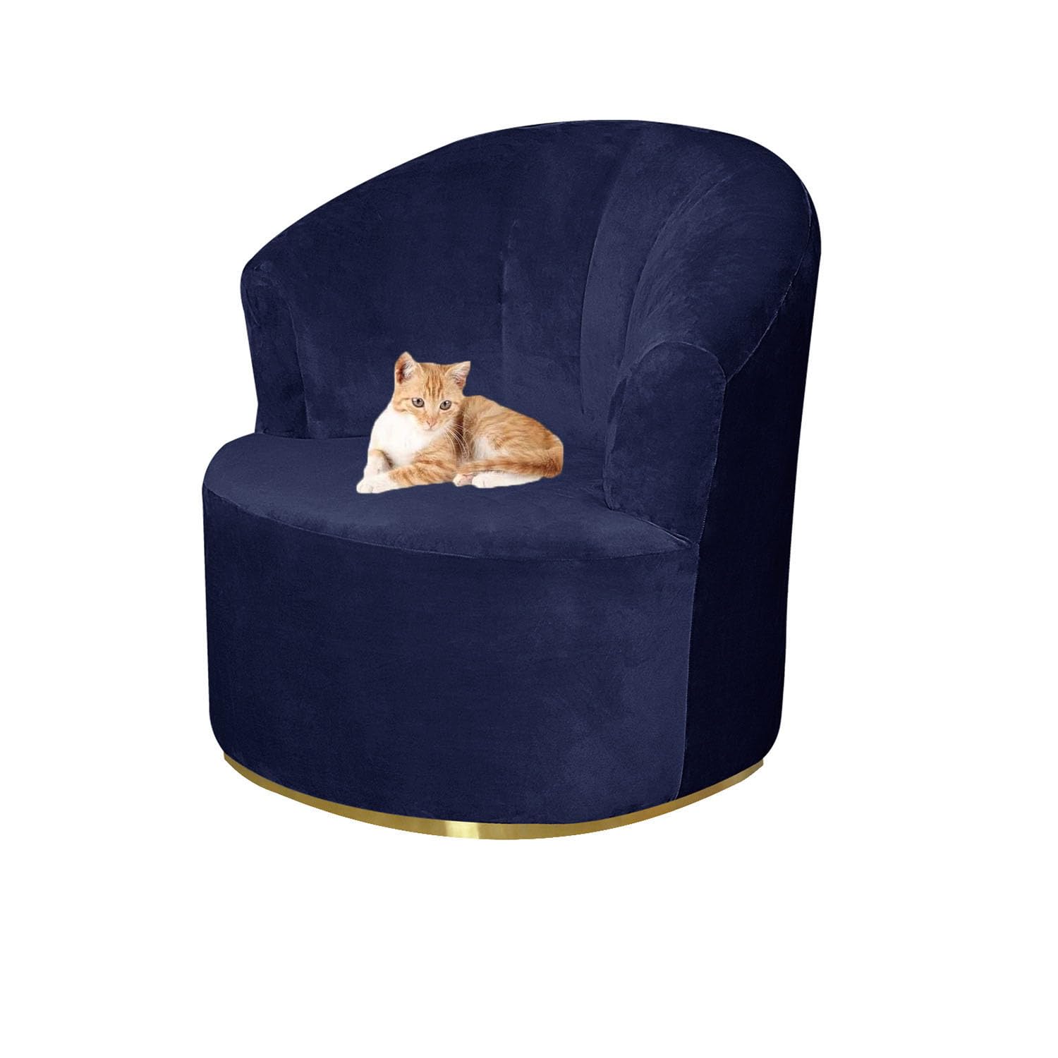 YOPOIY Velvet Swivel Barrel Chair Slipcovers, Stretch Swivel Accent Chair Cover, Soft Barrel Armchairs Sofa Cover Round Swivel Chair Cover (dark blue,one size)