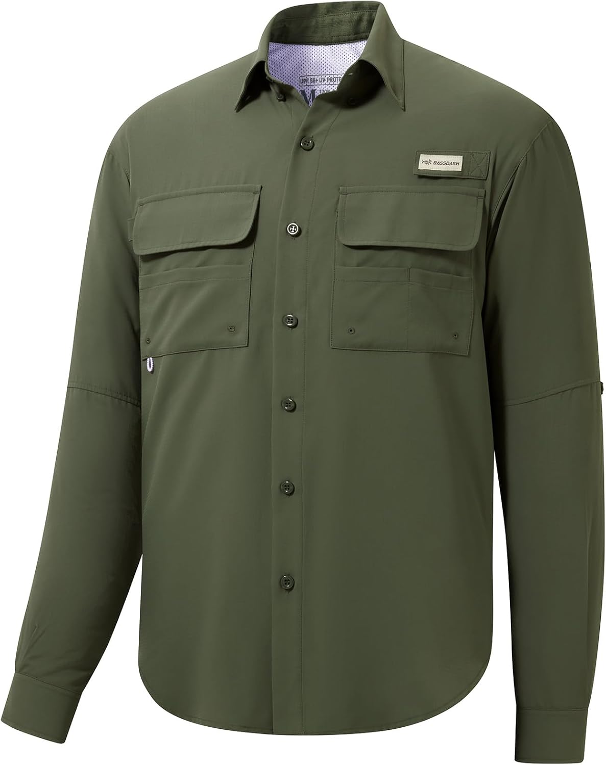 BASSDASH Men's Performance Fishing Hiking Shirt UPF 50 Button Down Long Sleeve Quick Dry FS21M