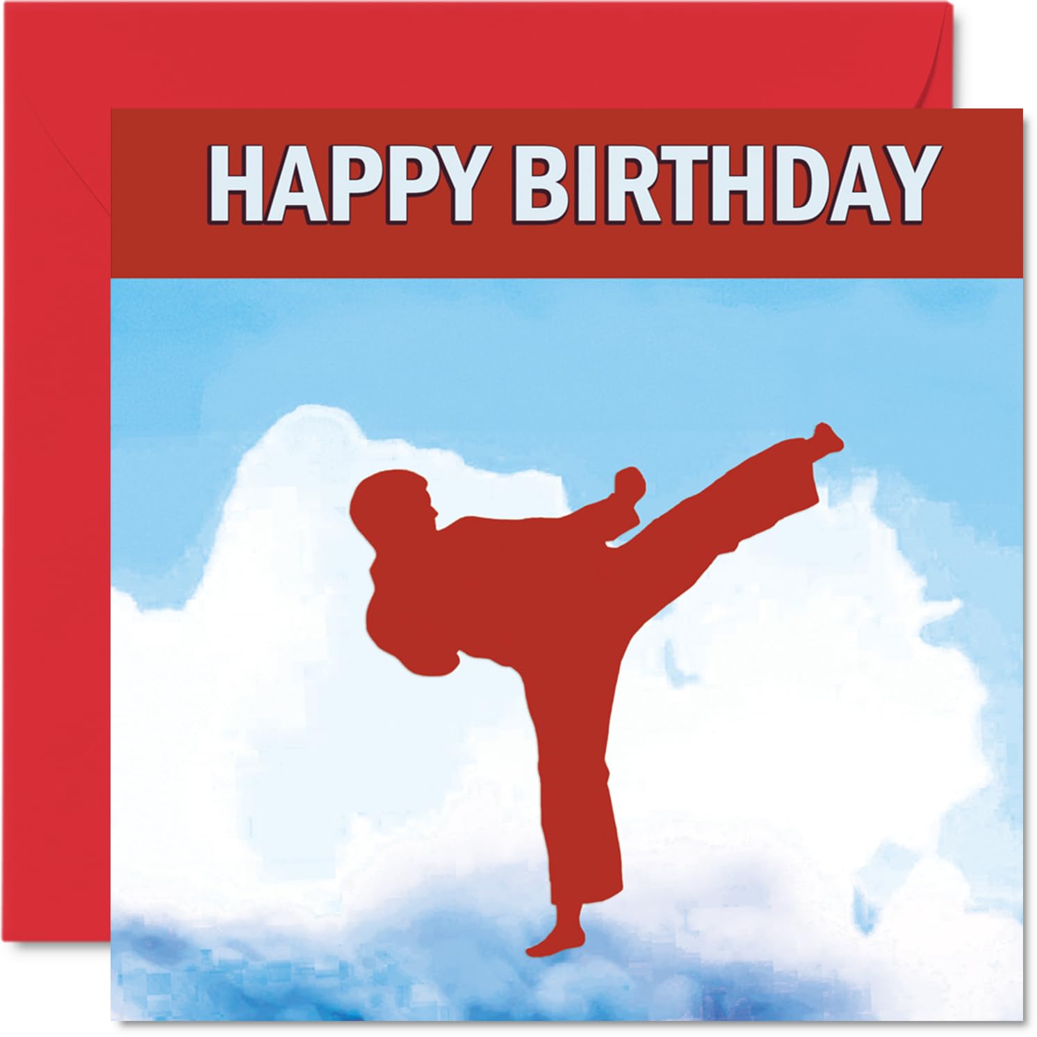 Karate Sport Birthday Cards - Boys in Sports - Happy Birthday Card for Boy Son Brother Grandson Nephew Uncle Cousin, 145mm Bday Greeting Cards
