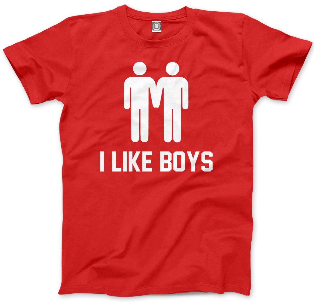 Hotscamp Boys Red I Like Men's Unisex T-Shirt - Large