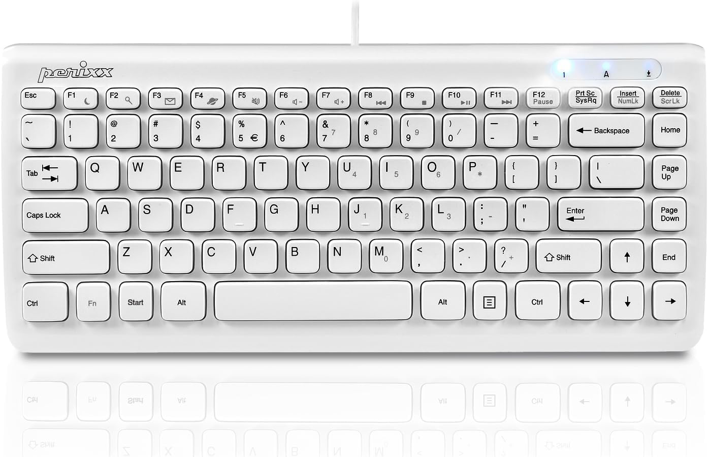 Perixx PERIBOARD-407W Mini Keyboard USB White