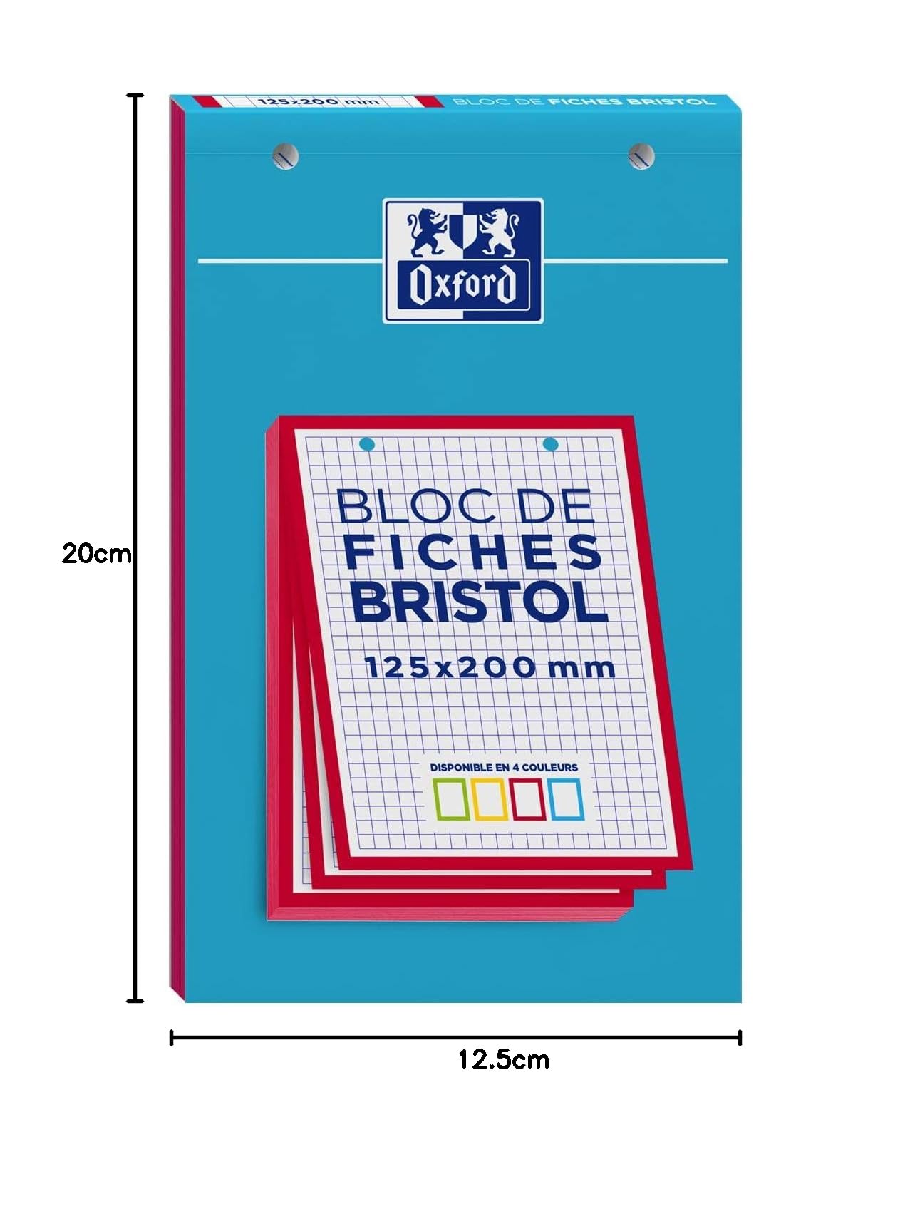 OXFORD Lot de 10 Blocs de 30 fiches bristol 125X200 perforées Q5/5 rouge