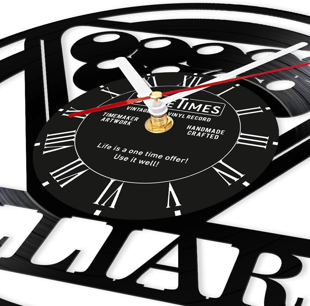 The Geeky Days Billiards Pool Ball Clock Personalized Text, Customizable Billiards Ball Wall Clock Silent Non Ticking Battery Vinyl Record Wall Watch Clock for Snooker Lovers Pool Room Games Room 12''