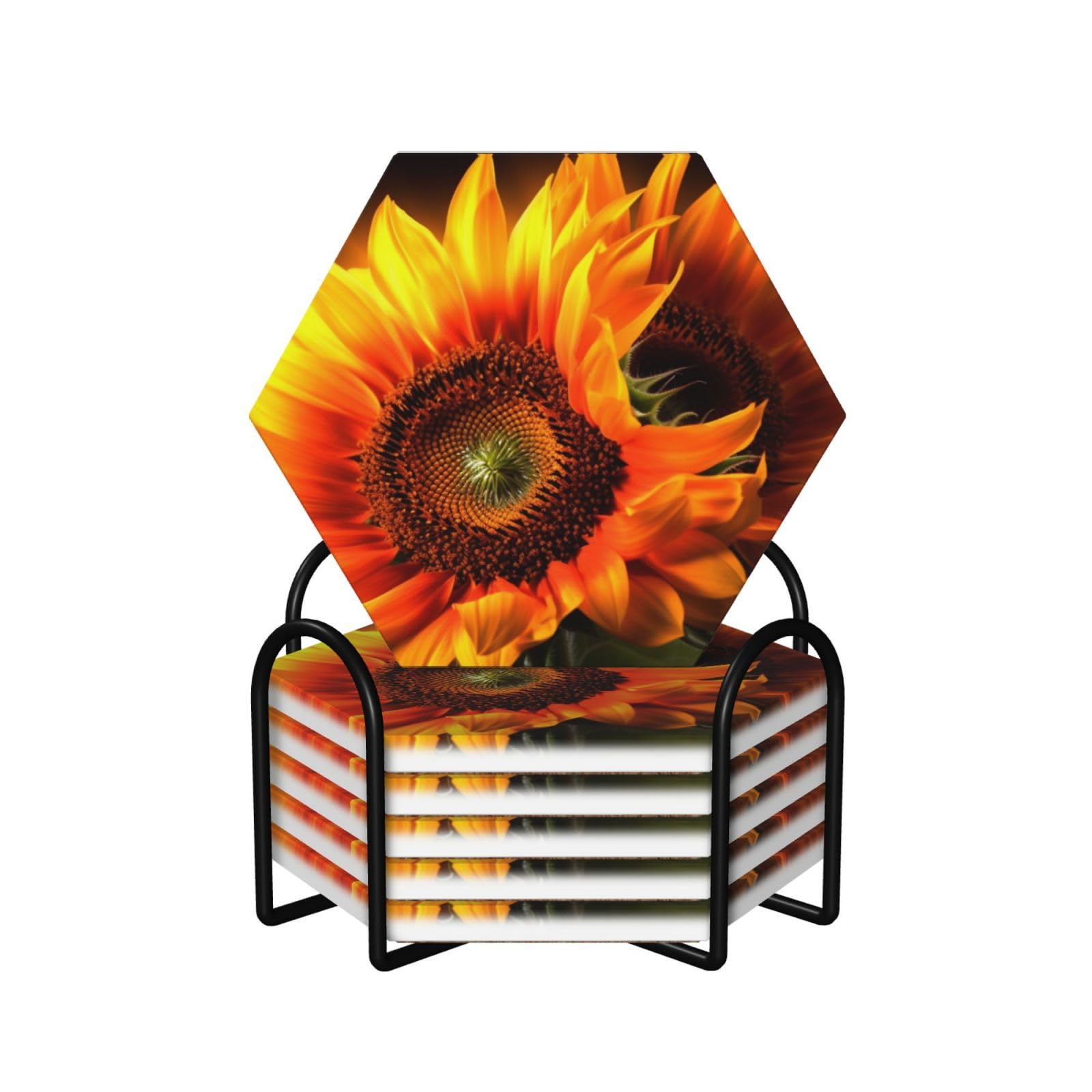 Dessous de verre tournesol absorbant en céramique anti-rayures