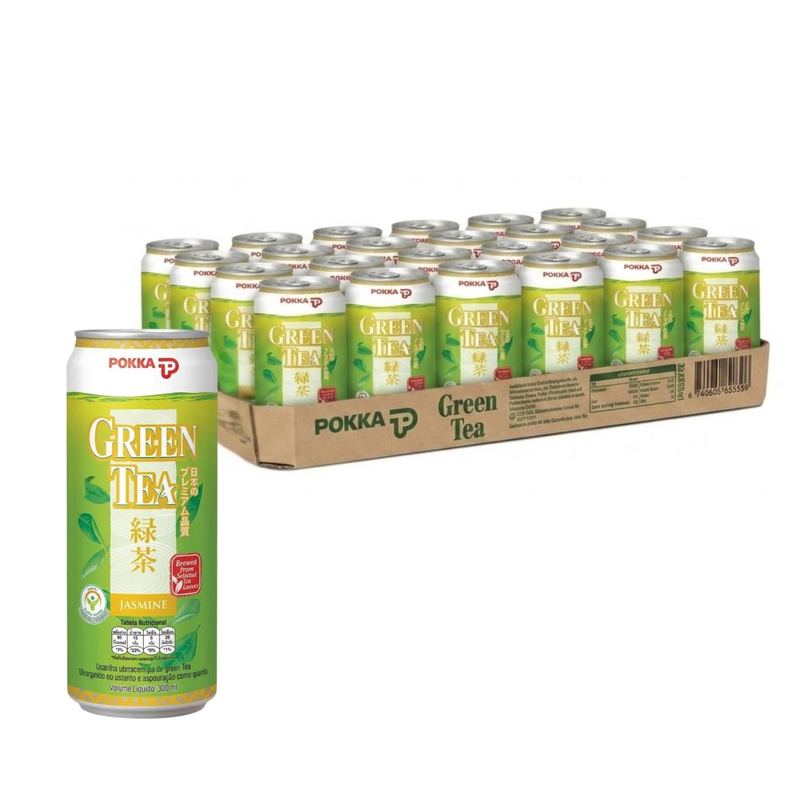 Pokka Tè Verde Jasmine Confezione da 24 x 300 ml – Bevanda Analcolica Rinfrescante a Base di Infuso di Tè Verde con Fiori di Gelsomino del Singapore