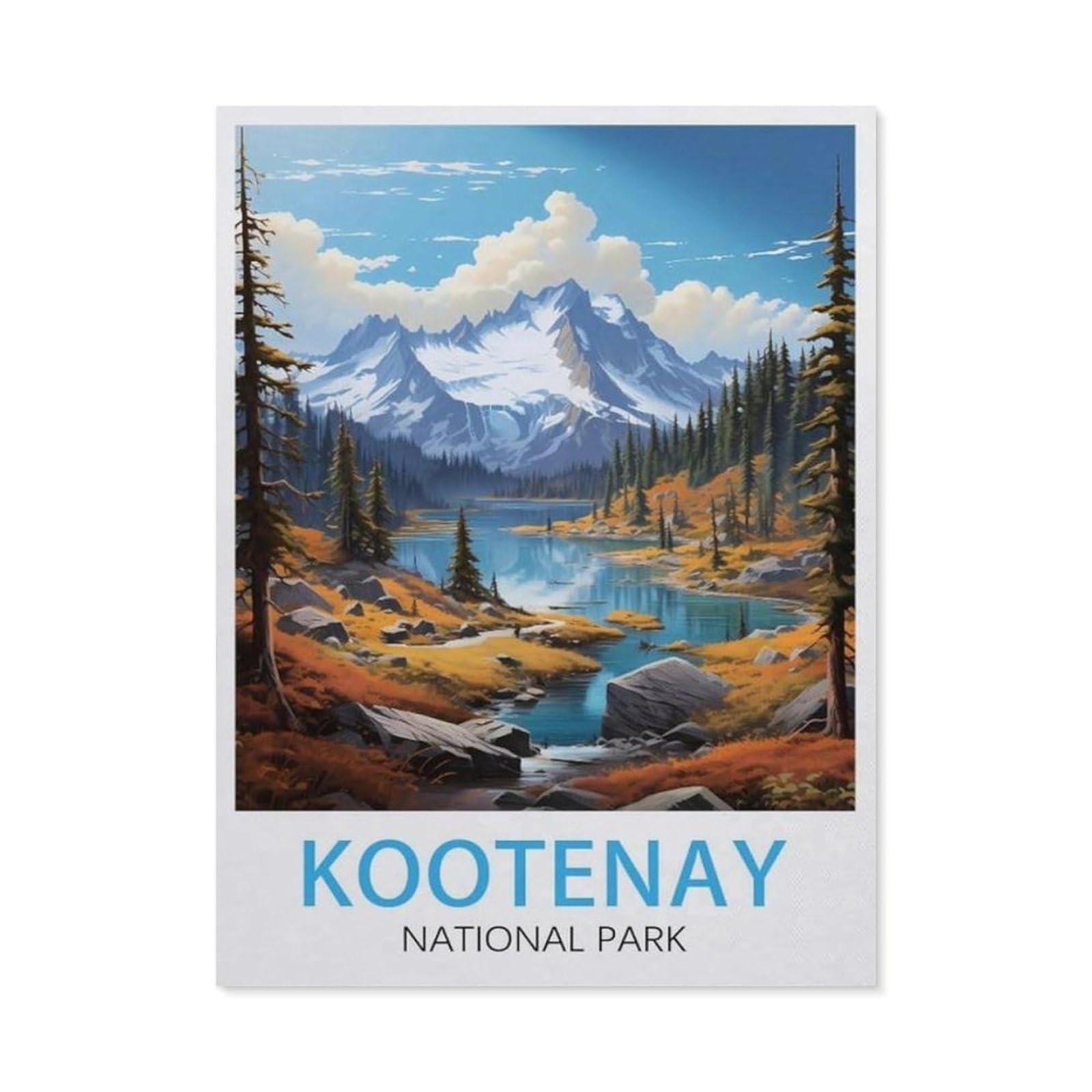 Jigsaw Puzzle 1000 Piece，Kootenay Travel Poster，Classic Puzzle Adult Puzzle DIY Kit paper Toy Unique Gift Modern Home Decor（50x70cm）-AU97
