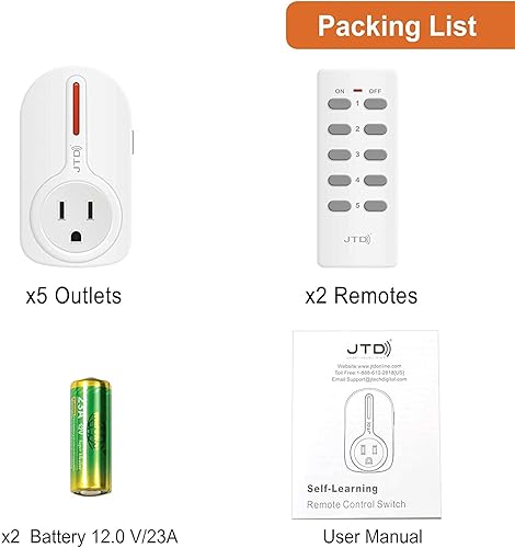 Miniatura 7 de JTD Interruptor de salida de control remoto inalámbrico 5 x 2, enchufe inteligente de ahorro de energía para electrodomésticos, lámpara, luz,