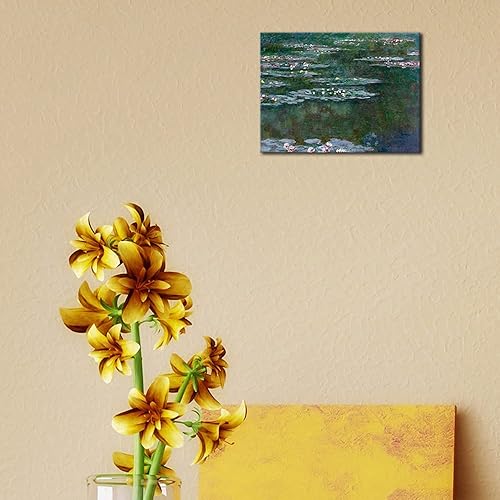 Miniatura 8 de Wieco Art Lienzos de nenúfares en lienzo para pared, imágenes de Claude Monet, flores famosas, pinturas al óleo para dormitorio, baño, hogar,
