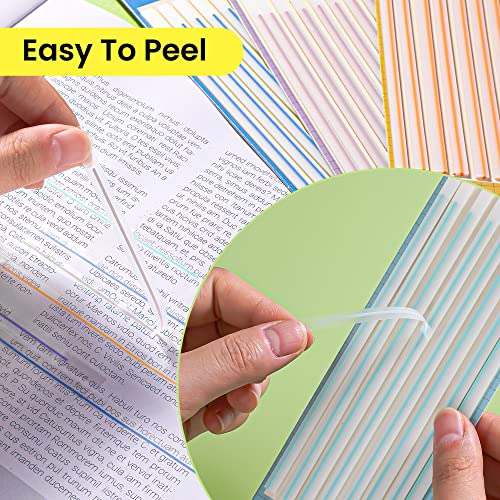 NEWEST 800 Pieces Long Strips Page Markers, Index Tabs with Lines Transparent Long Page Flags Tabs for Reading Taking Notes, 5 Sets - Thumbnail 3