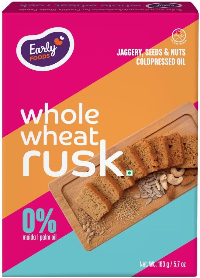 Early Foods - Early Foods Whole Wheat Rusk | Wheat Toast | Toast Biscuits | AttaRusk | No Maida Rusk| Kids Snack | 270g