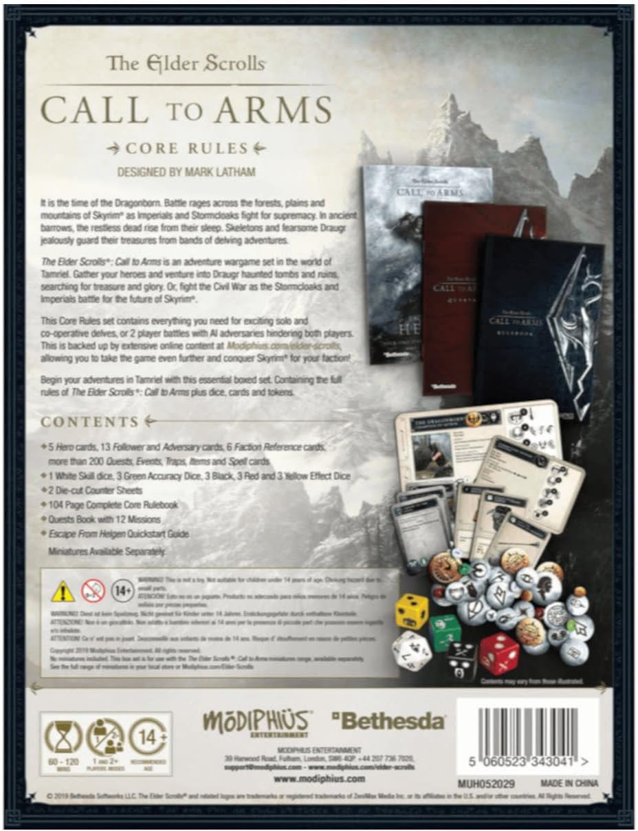 Modiphius Entertainment Elder Scrolls Call to Arms - Core Box RPG for Adults, Family and Kids 13 Years Old and Up (Licensed RPG)