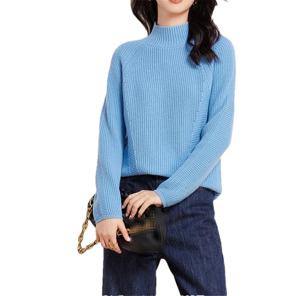 Dninmim Otoño e invierno suéter grueso de cuello alto siete y medio de cachemira para mujer
