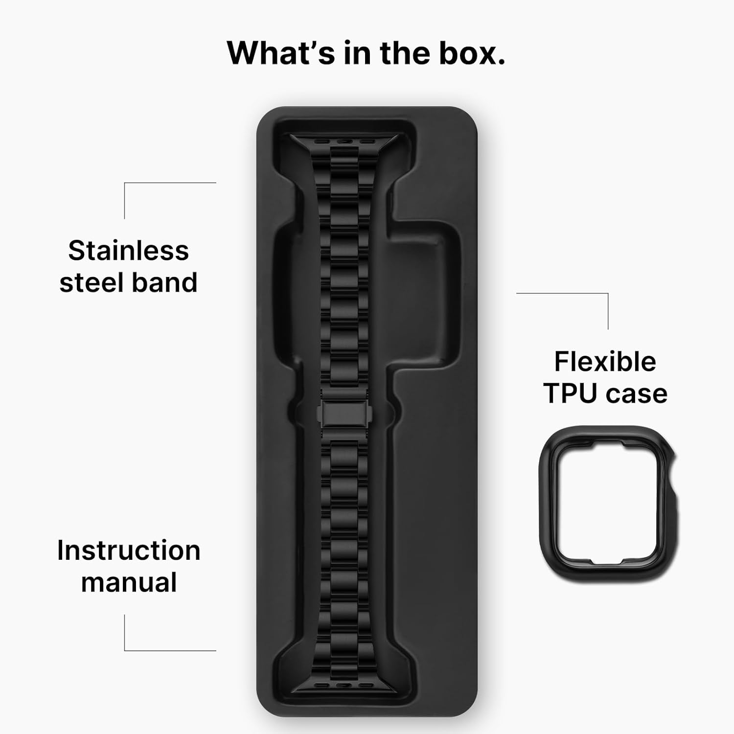 Fullmosa No Tools Needed Compatible with Apple Watch Bands for Women Men 41mm 40mm 38mm, Metal Strap with Case for iWatch Series 9 8 7 6 5 4 3 2 1 SE3/2/1, Black - Image 9
