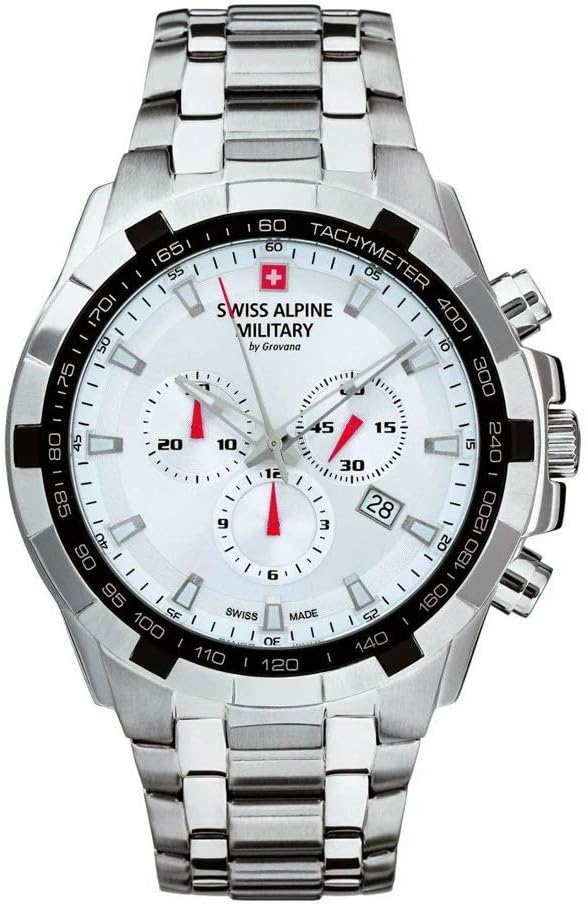Montre Swiss Alpine Military Day-Date Homme 42mm - Acier - 10ATM - Neuf Avec étiquettes