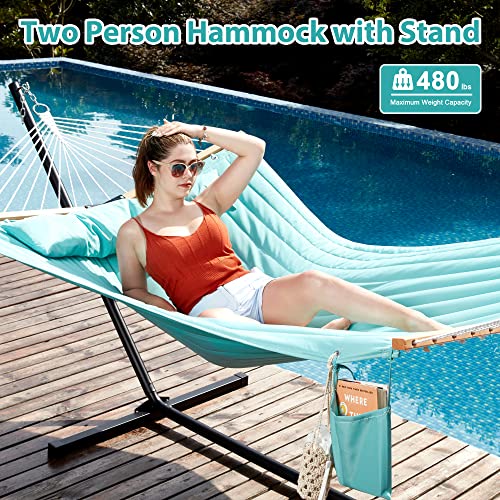 Homgava Two Person Hammock with Stand for Outside Heavy Duty, Outdoor Patio Hammock with Portable Steel Stand, Large Double Hammocks,480lbs Capacity.(Aruba) by Homgava - Image 2