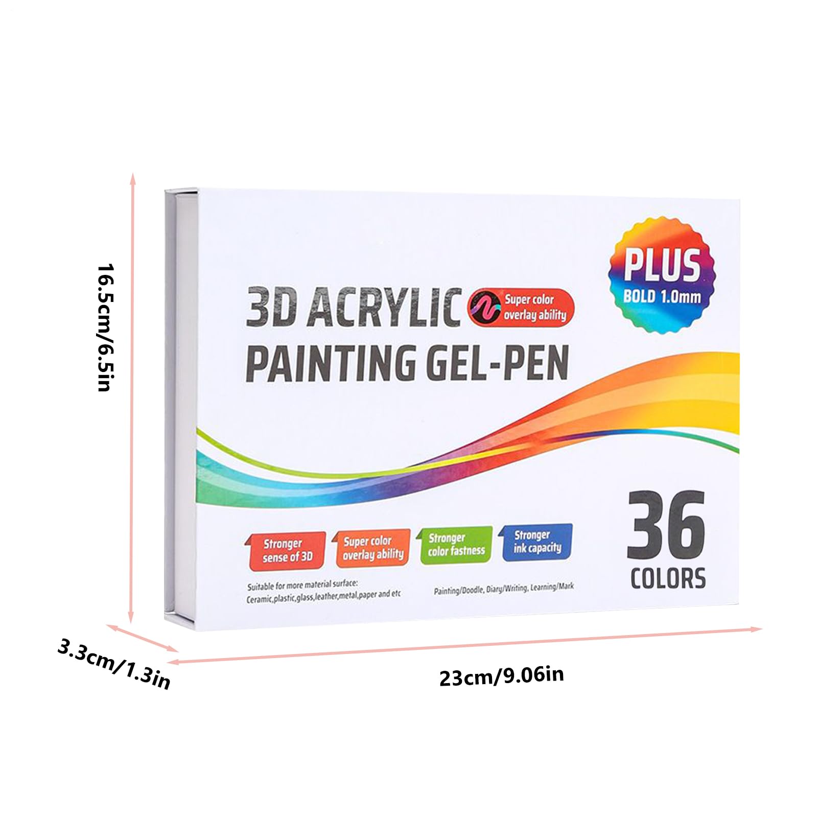 Acrylfarben Gelstifte Set - 23 x 16,5 x 4,4 cm, 36/54 Farben, Zeichenmarker für ABS Stoff, 1,0 mm Spitze | Mehrzweck-Gelstifte für Zuhause, Schule, Handwerk,