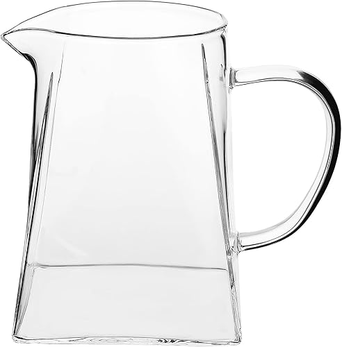 Alipis Jarra de té de vidrio cuadrada pequeña de vidrio con asa, taza de té de vidrio, dispensador de té, tetera con boquilla, 25.4fl oz