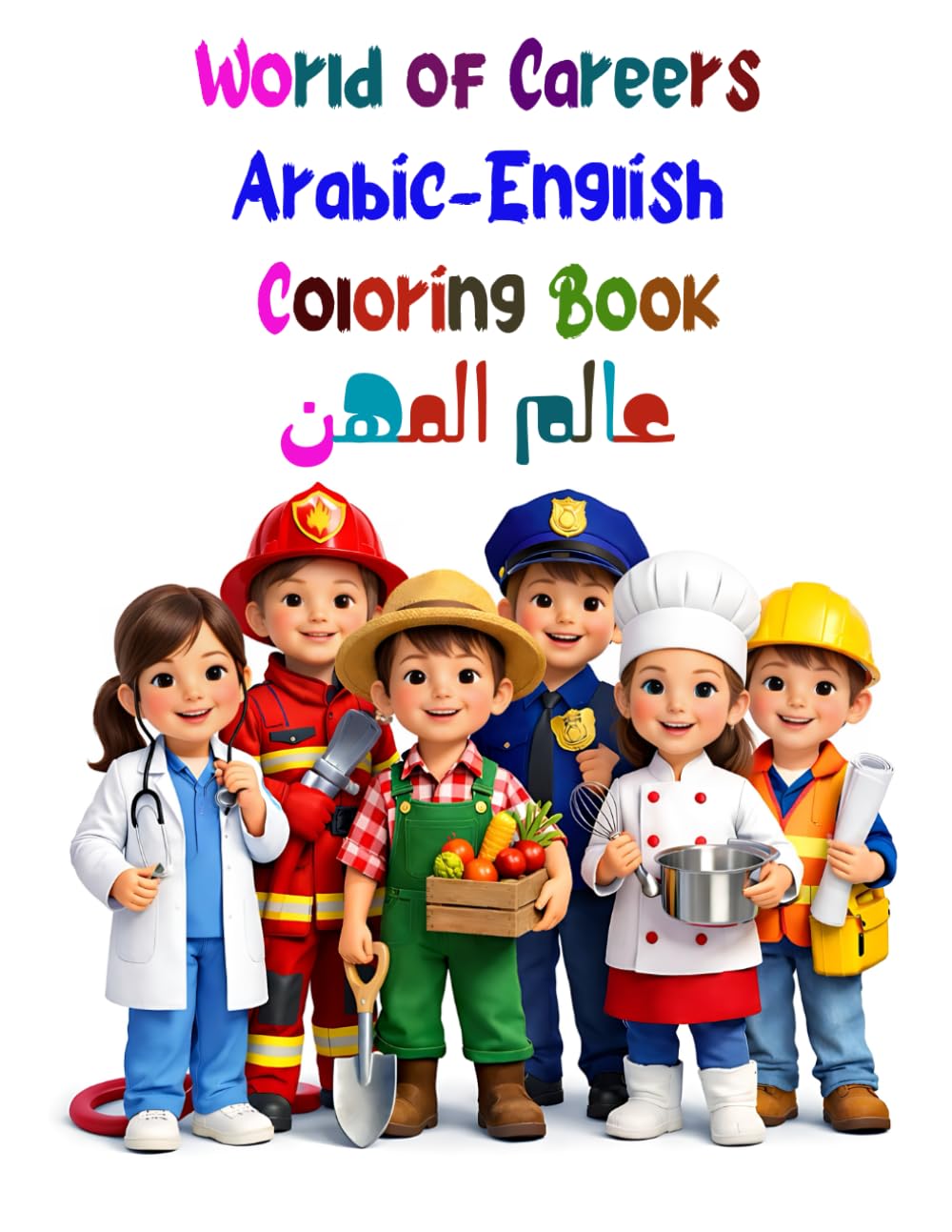 World of Careers: Arabic-English Coloring Book: 55 Beautiful Illustrations of Professions and Tools - Bilingual Education Activity Book for Kids (Learn & Color: Arabic-English Education.)