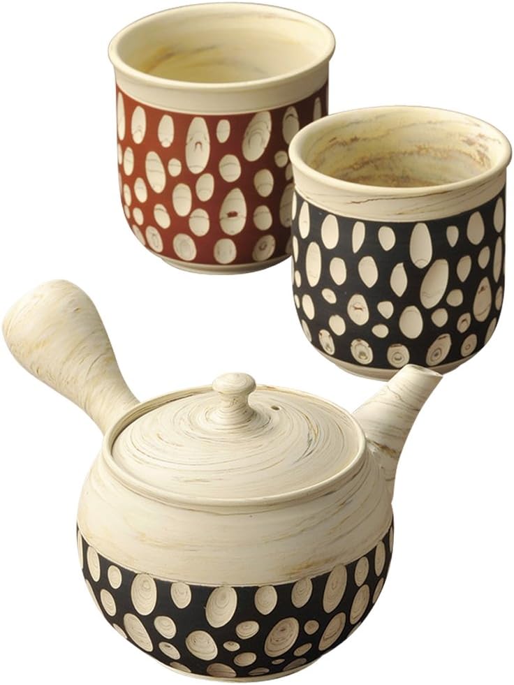 Yamashita Kogei 13035660 Tokoname Ware Kenko White Blend Polka Dot 3-Piece Set