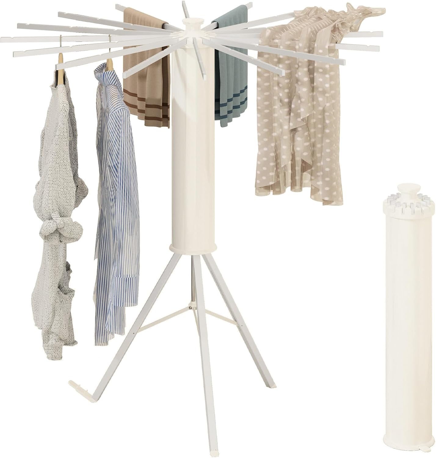 Dr.DJ Tripod Drying Rack, Foldable Octopus Standing Drying Rack Clothing with 16 Aluminum Drying Arms, Round Collapsible & Portable Handle for Laundry Room, Balcony, Bedroom, RV Dr.DJ Tripod Drying Rack, Foldable Octopus Standing Drying Rack Clothing with 16 Aluminum Drying Arms, Round Collapsible & Portable Handle for Laundry Room, Balcony, Bedroom, RV