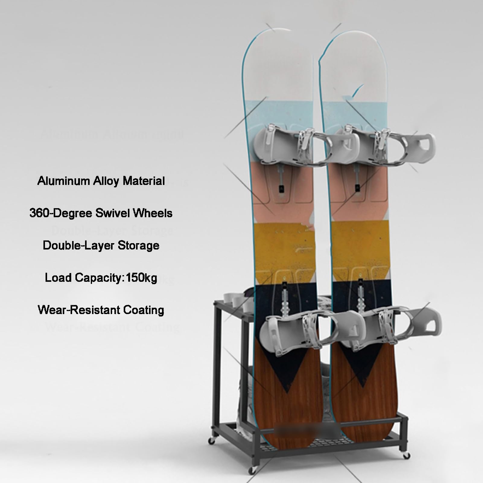Support de rangement pour planche à neige, support au sol pour équipement de ski, design durable et peu encombrant, pour ranger les planches à neige et le matériel de ski