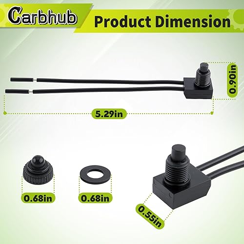 Miniatura 5 de 5 unidades de interruptor de botón de encendidoapagado impermeable de 12 V, interruptor de botón de encendidoapagado impermeable de 12 V de Carbhub