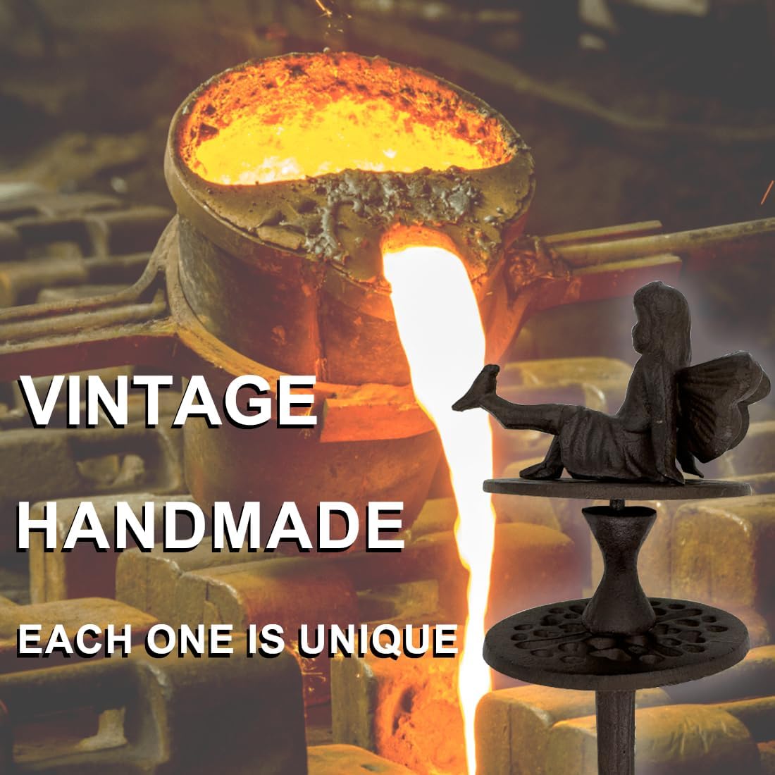 3 Pack Garden Hose Guide Spike, Decorative Hose Guide Support Stakes Antique Heavy Cast Iron Plant Saver Tools for Farm Garden Lawn Yard(Bird Angel Snail)