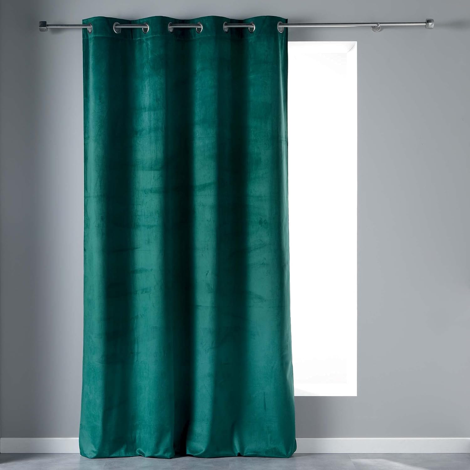Douceur d'Intérieur Eyelet Curtains Blue 140 x 240 cm, W 55.1" x L 94.5" (1 Panels)