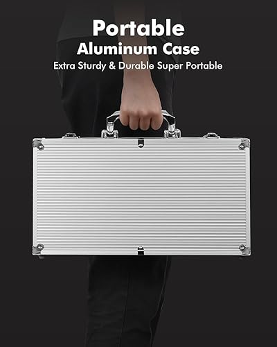 Miniatura 7 de Juego de fichas de póquer - Juego clásico de 300 piezas de póquer con estuche de aluminio, fichas de casino de 0.41 oz para jugar al blackjack Texas