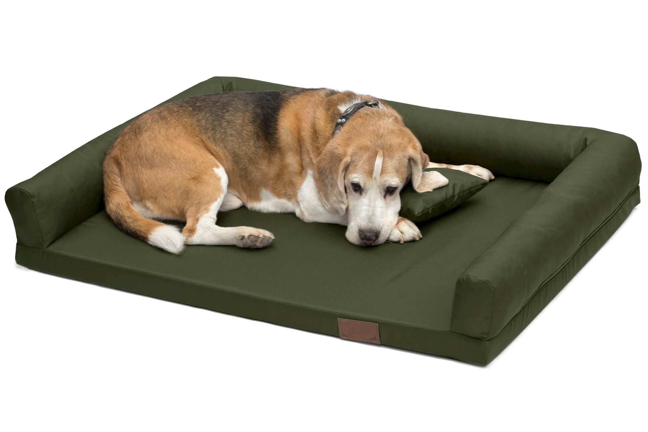 Juelle Cama Ortopédica para Perros Medianos, Colchón Ergonómico con Lados para Perros Medianos, Funda Extraíble, Lavable a Máquina a Máquina de la Lucky 2XL (Tamaño: M - 100 x 75 cm, Caqui)
