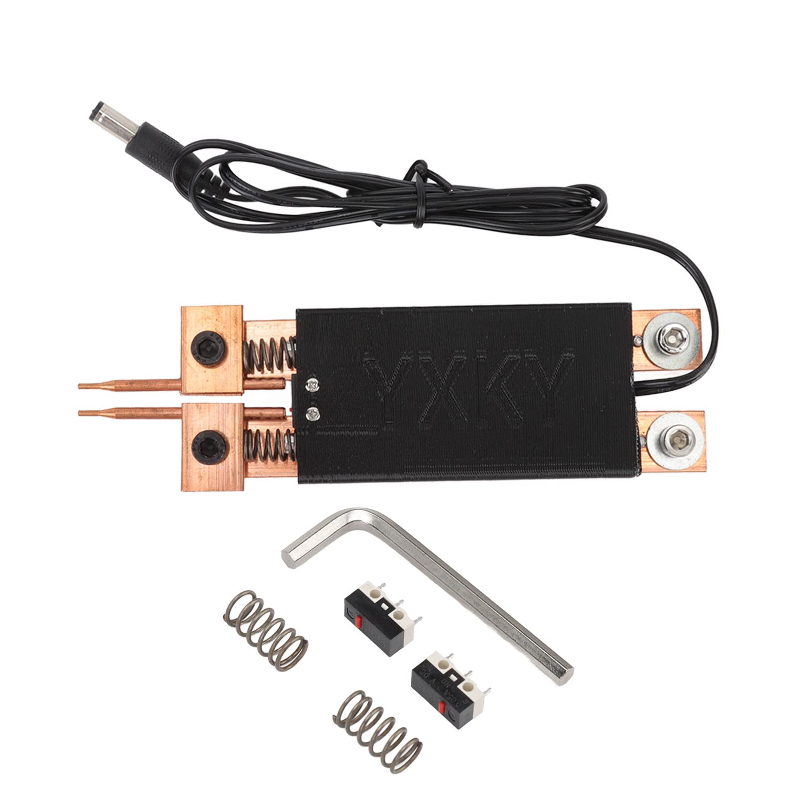 Penna per saldatura a punti a batteria, saldatrice a punti portatile con grilletto automatico, asta in ottone spesso per potenza stabile, doppie molle per controllo retrattile, (Nera)