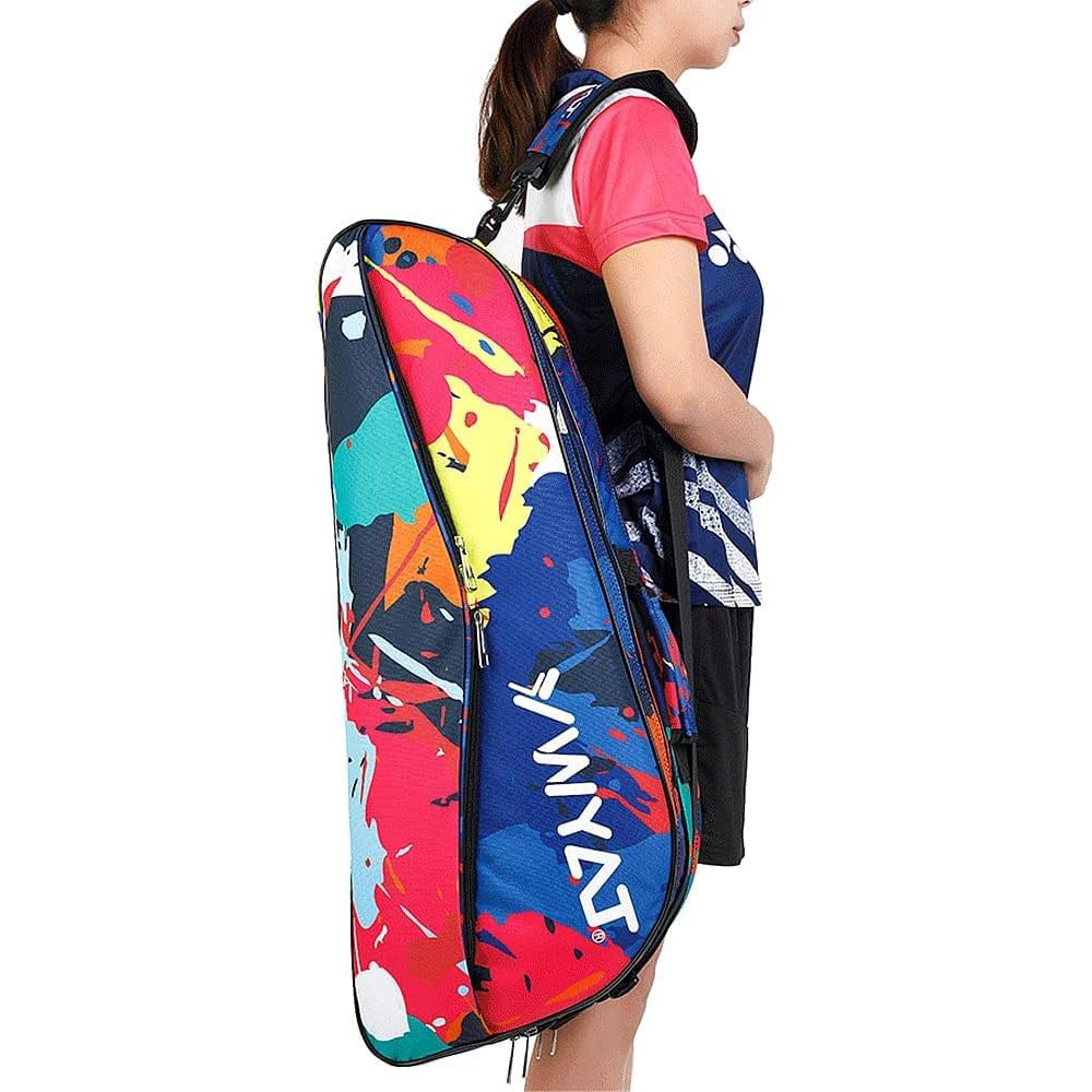 Borsa Tennis 2-3 Racchette per Uomo Donna Grande, Borsone Tennis Badminton con Scomparto Scarpe, Custodia Porta Racchetta Badminton con Tracolla Regolabile, Borsa Palestra Sportiva