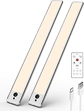 EZVALO Under Cabinet Lights,66 LEDs Motion Sensor Night Light, 3200 mAh Closet Lights 3500K with Remote Control Under Counter Lights for Kitchen,Cabinet,Bedroom(2 Pack)