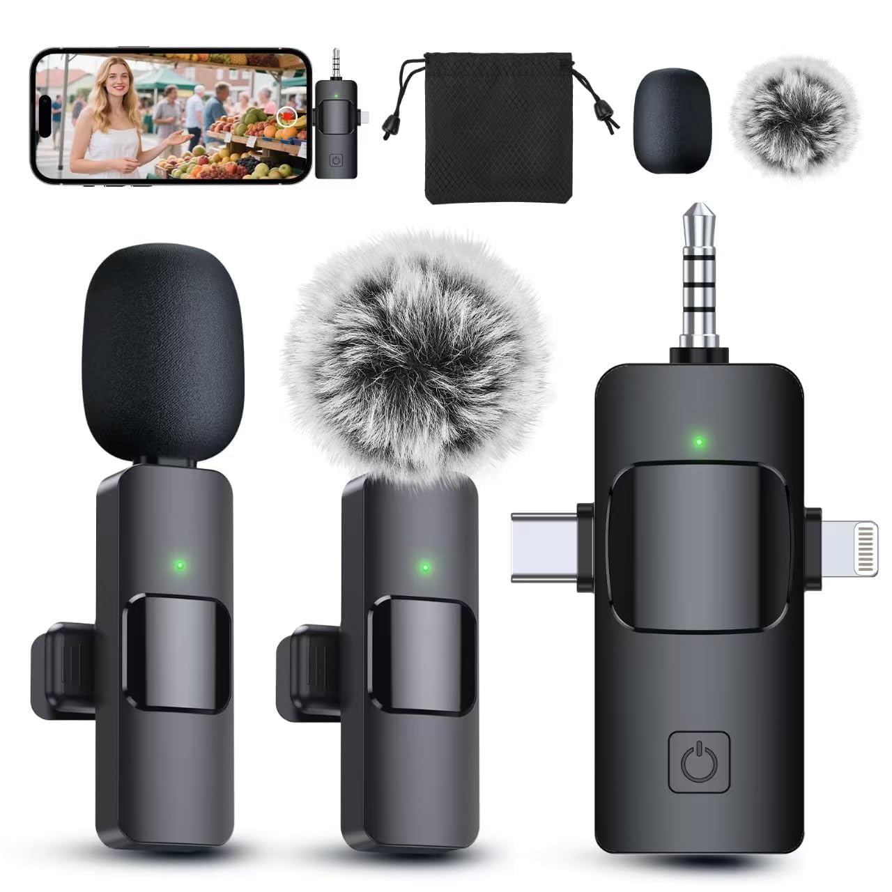 PQRQP 3-in-1 Wireless Lavalier Microphone for iPhone, Android & Camera | Mini Mic for Recording, YouTube, TikTok, Live Streaming | Crystal-Clear Sound Quality-image-40