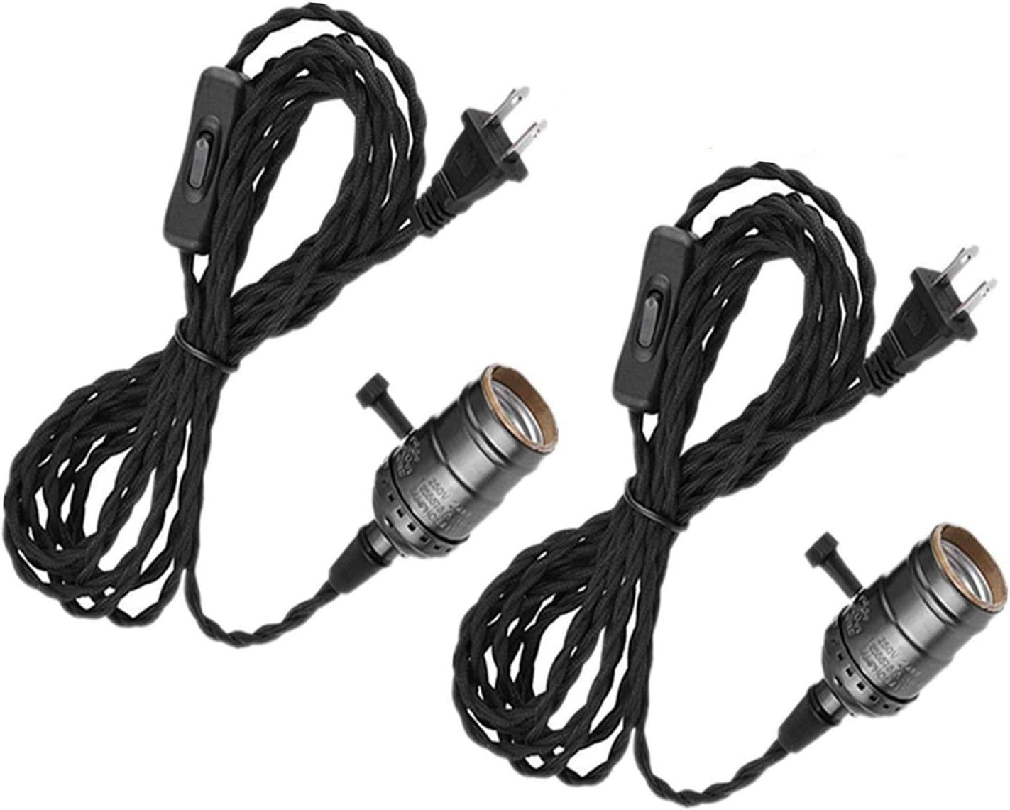 2 Packs Vintage Light Socket Cord Plug in Pendant Light Kit Cord with