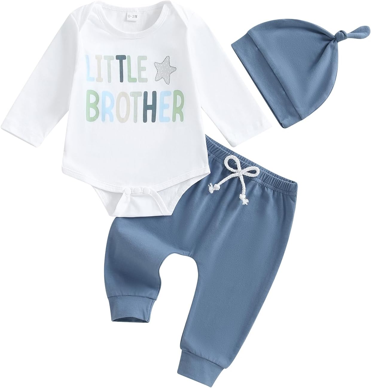 Little Brother Newborn Outfit Long Sleeve Romper and Pants Baby Boy Coming Home Hospital Outfit Fall Winter Clothes