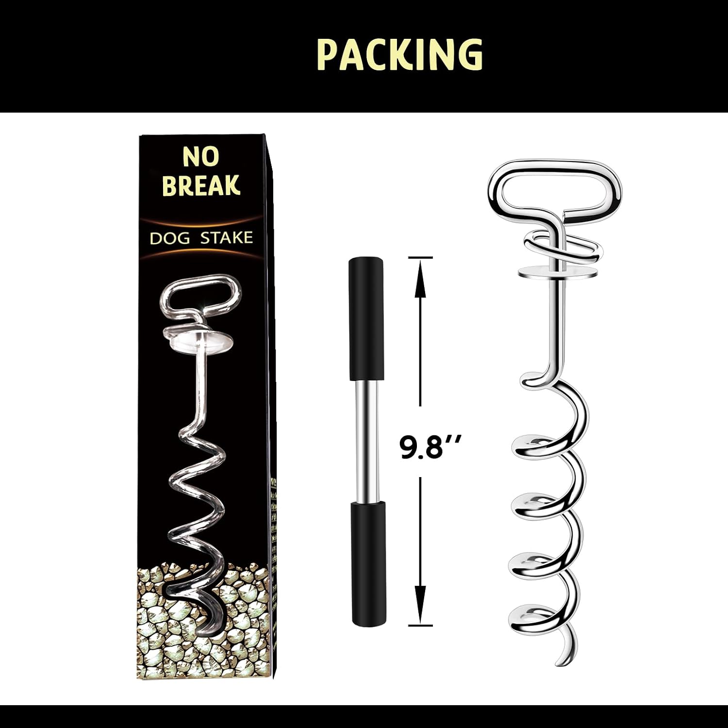 【90 Day Guarantee】 Heavy Duty Dog Tie Out Stake, No Break Dog Stake for All Dogs, Pet Anchor Yard Stake for Cable Beach Ground Outdoor Garden Sand