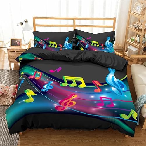 QBIDCSX Bedding Sets Single Music Bedding Sets Single Koala Duvet Cover 200x200cm with Zipper Closure, Hypoallergenic Quilt Cover with 2 Pillowcase for Boys Kids Girls