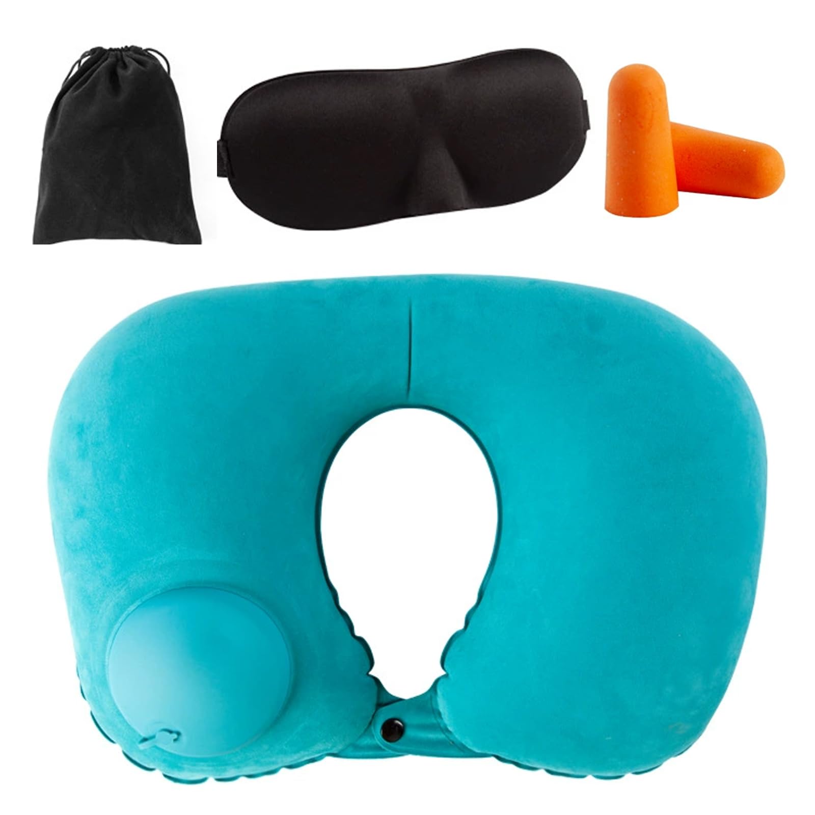 Wrbugukeji Inflatable Neck Pillow, 1 Set Inflatable Neck Pillow for Travel, Press Automatic Necker Pillows, Airplane Pillow Travel Necks Pillows for Plane Cars(Mint Green)