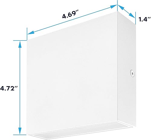Miniatura 5 de LUXRITE Aplique de pared cuadrado LED arriba y abajo, metal, 5CCT 2700K  3000K  3500K  4000K  5000K, moderna lámpara de pared para interiores y