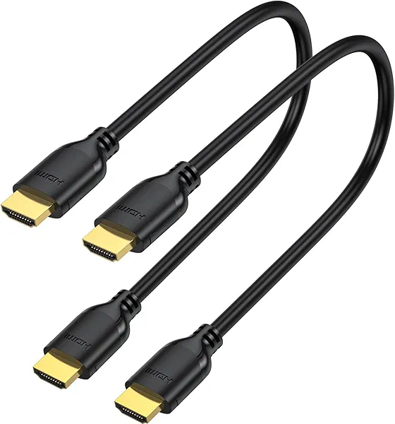UVOOI Short HDMI Cable 1 Foot 2-Pack, 4K 1FT HDMI to HDMI Cable High Speed HDMI 2.0 Cord Supports 4K@60Hz, 2K, 1080P, HDCP 2.2, HDR, 3D, ARC & Ethernet