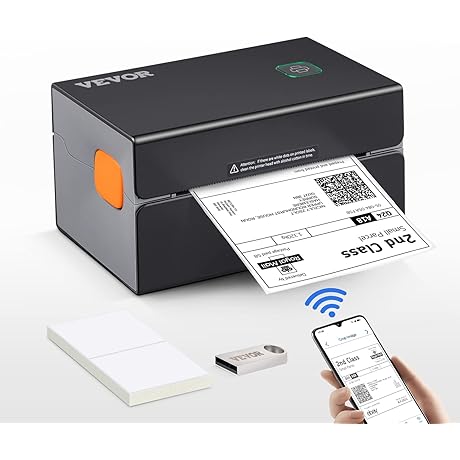 VEVOR 300DPI Bluetooth Thermal Label Printer - FreeX Wireless Shipping Label Maker...