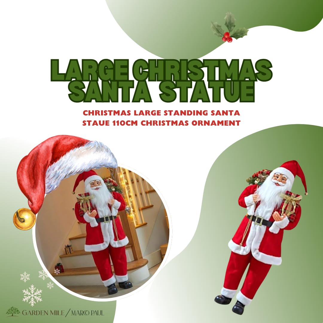 Marco Paul - Set Di 2 Babbi Natale Decorativi Con 28 Luci LED - 60 Cm - Effetto Peluche - A Batteria Con Timer