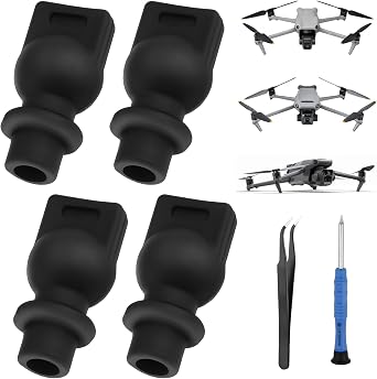 4 Pcs Gimbal Shock Absorber Ball Compatible With DJI Avata 2/DJI Mavic 3/Mavic 3 Pro/Air 3, Damping Cushion Repair Kits with Screwdriver Tweezers, Drone Spare Parts Gimbal Camera Accessories Black