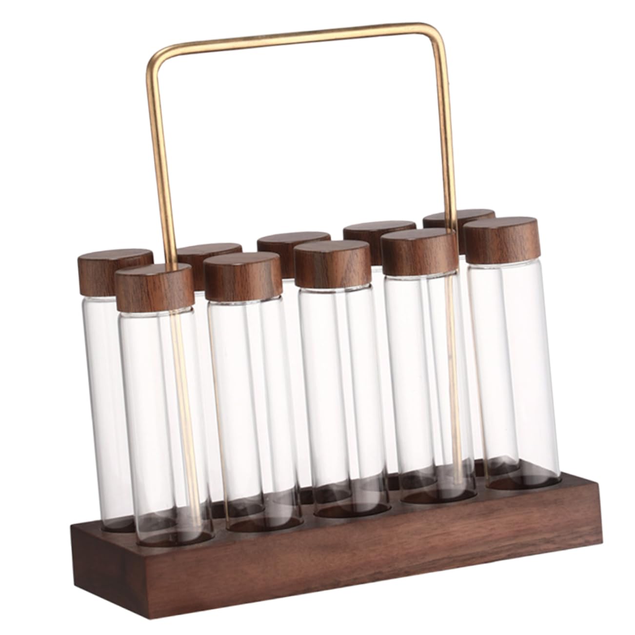 Support en bois avec tube de rangement hermétique pour café