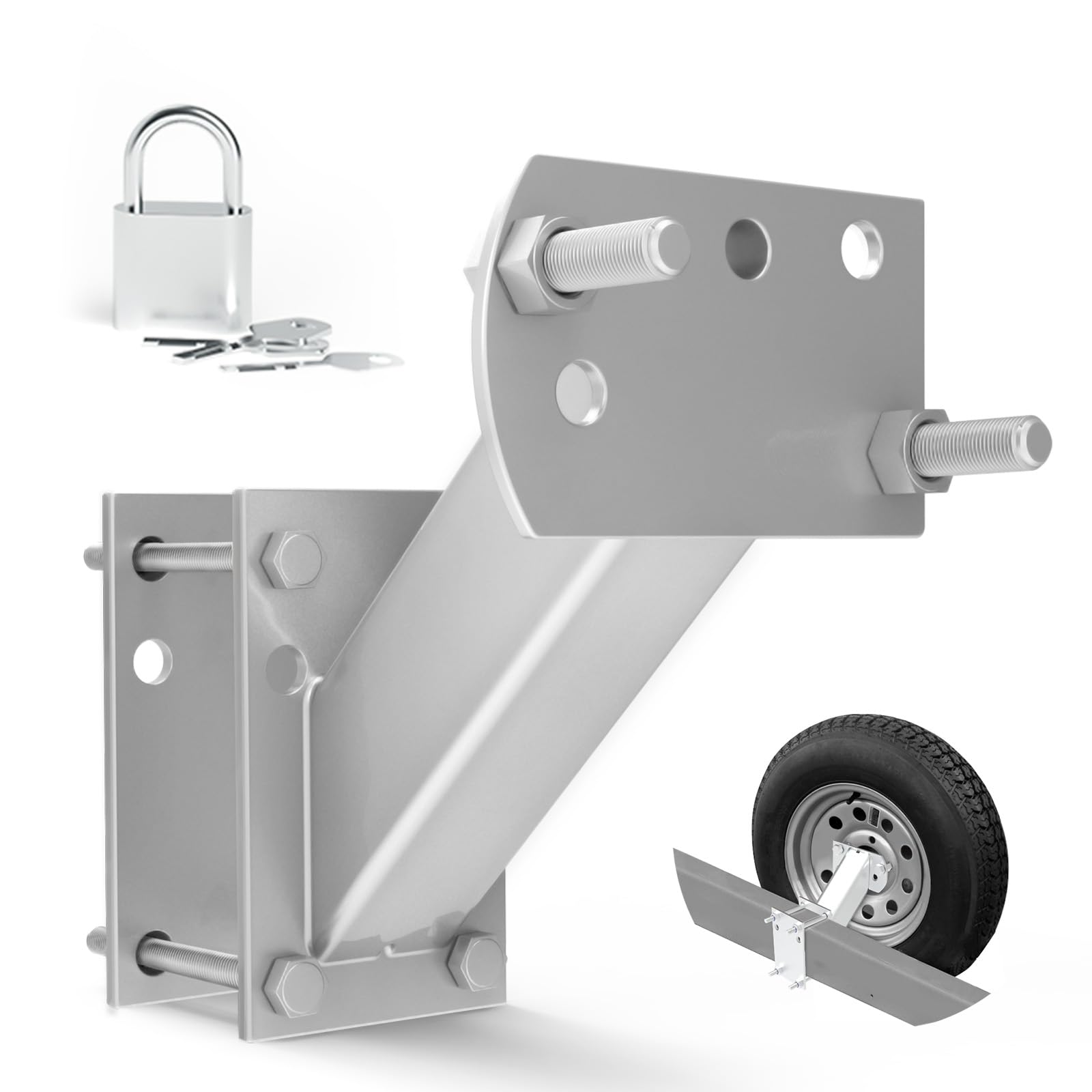 FIERYRED Trailer Spare Tire Mount with Lock, 120LBS Spare Tire Carrier for Utility Trailer and Boat, Tire Holder Bracket Fits 4 & 5 Lugs Wheels, Hold 3.94”, 4”, 4.25” and 4.72” Bolt Pattern